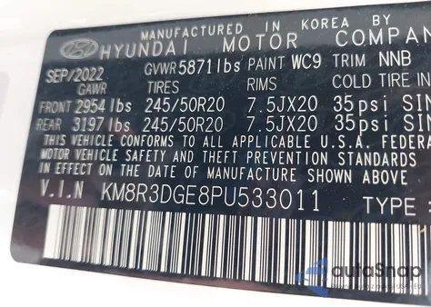 2023 Hyundai Palisade Xrt from USA, damaged, VIN KM8R3DGE8PU533011